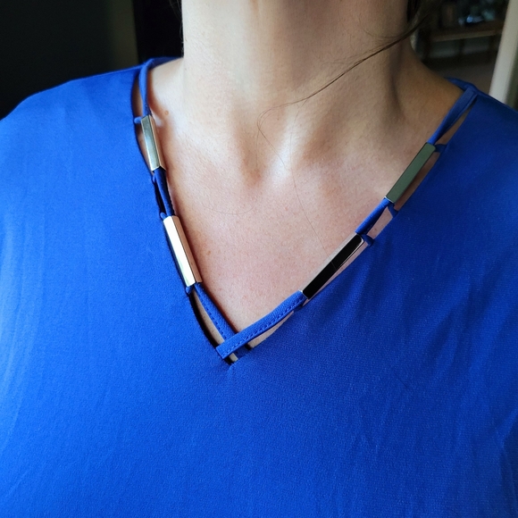 CATHERINES Black Label Hi-Low Myrtle Tunic Art Deco Pattern V Back Size 0x 14/16 - Picture 11 of 16